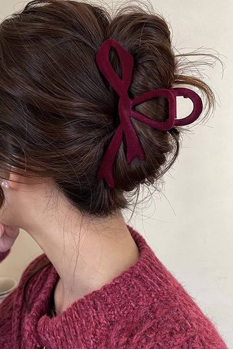 VELVET BOW CLAW CLIP