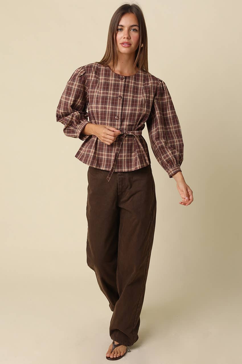 MARLOWE PLAID BLOUSE