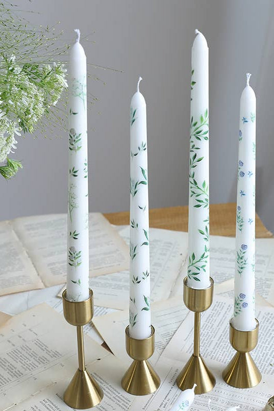 VINE PRINT TAPER CANDLE SET