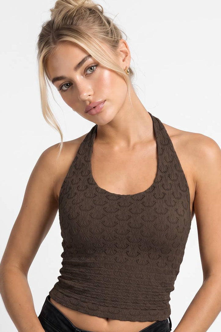 LACE HALTER TOP