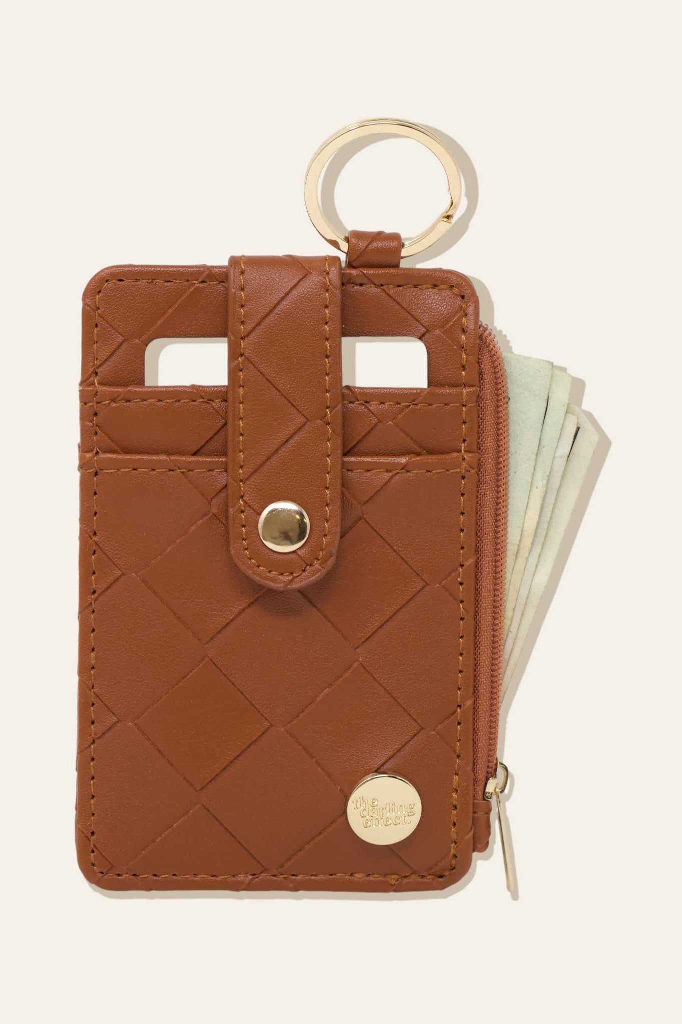 KEYCHAIN WALLET - WOVEN COGNAC