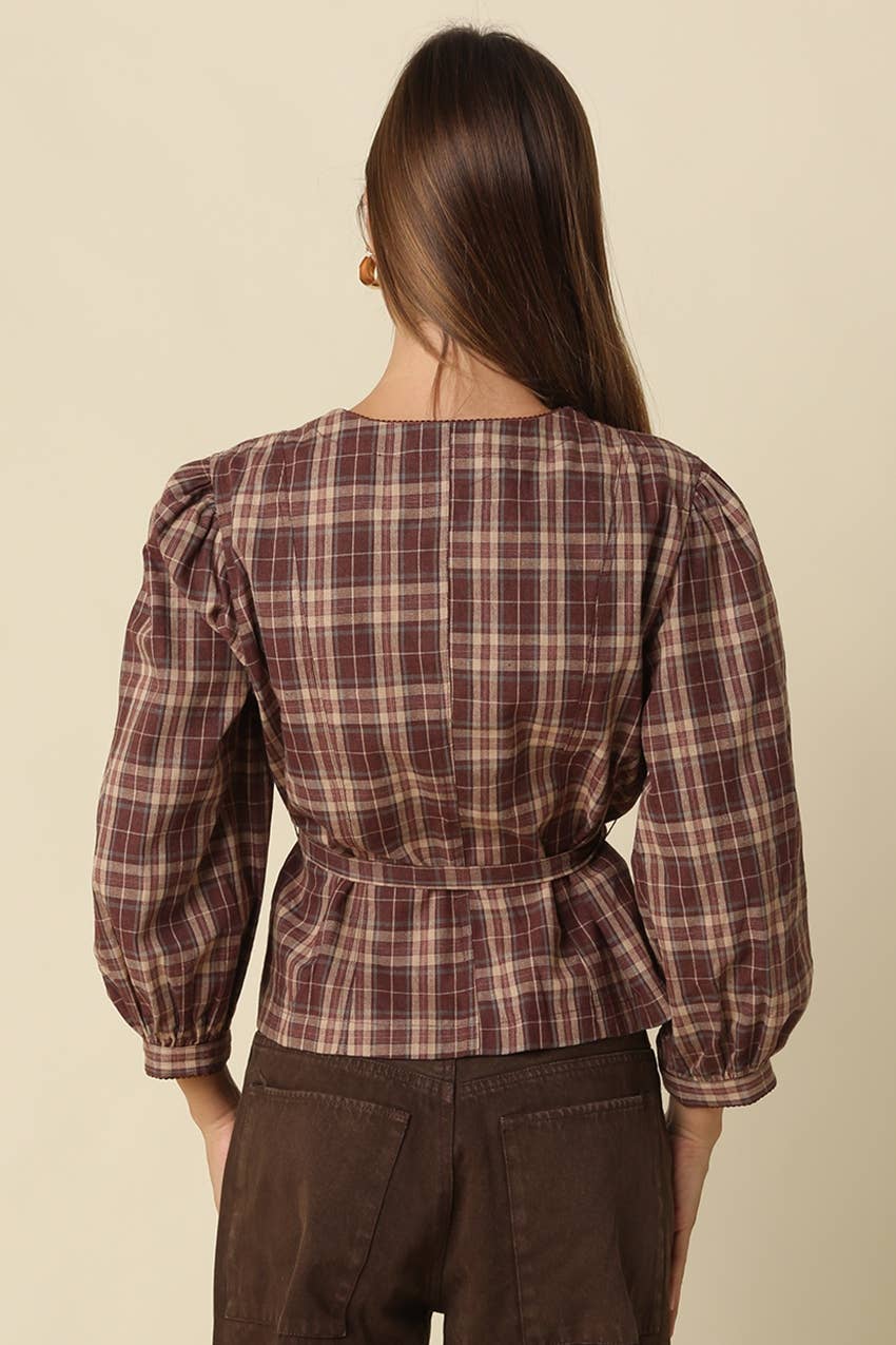 MARLOWE PLAID BLOUSE