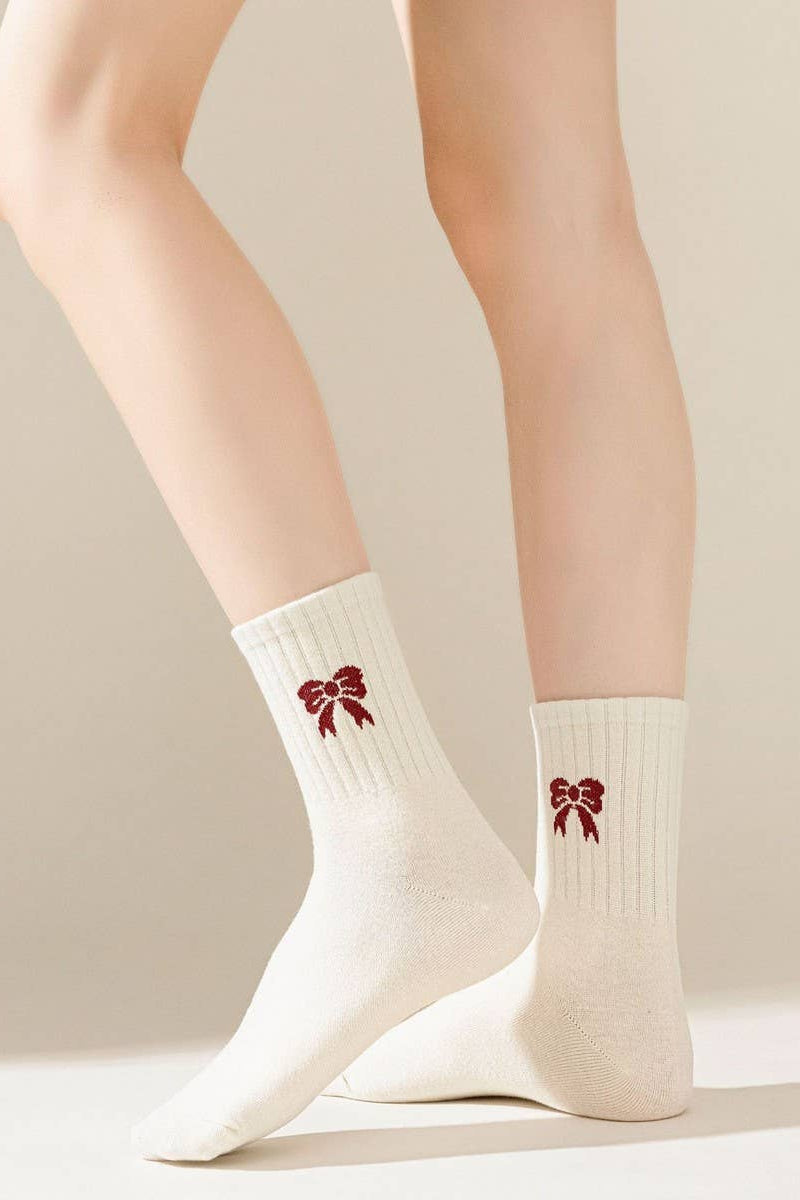 HOLIDAY BOW SOCKS - WHITE
