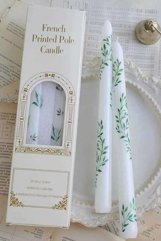 VINE PRINT TAPER CANDLE SET