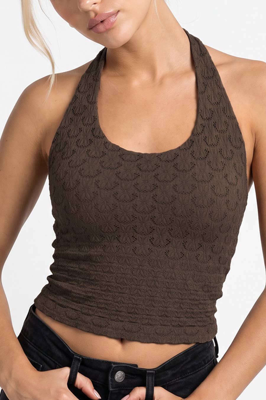LACE HALTER TOP