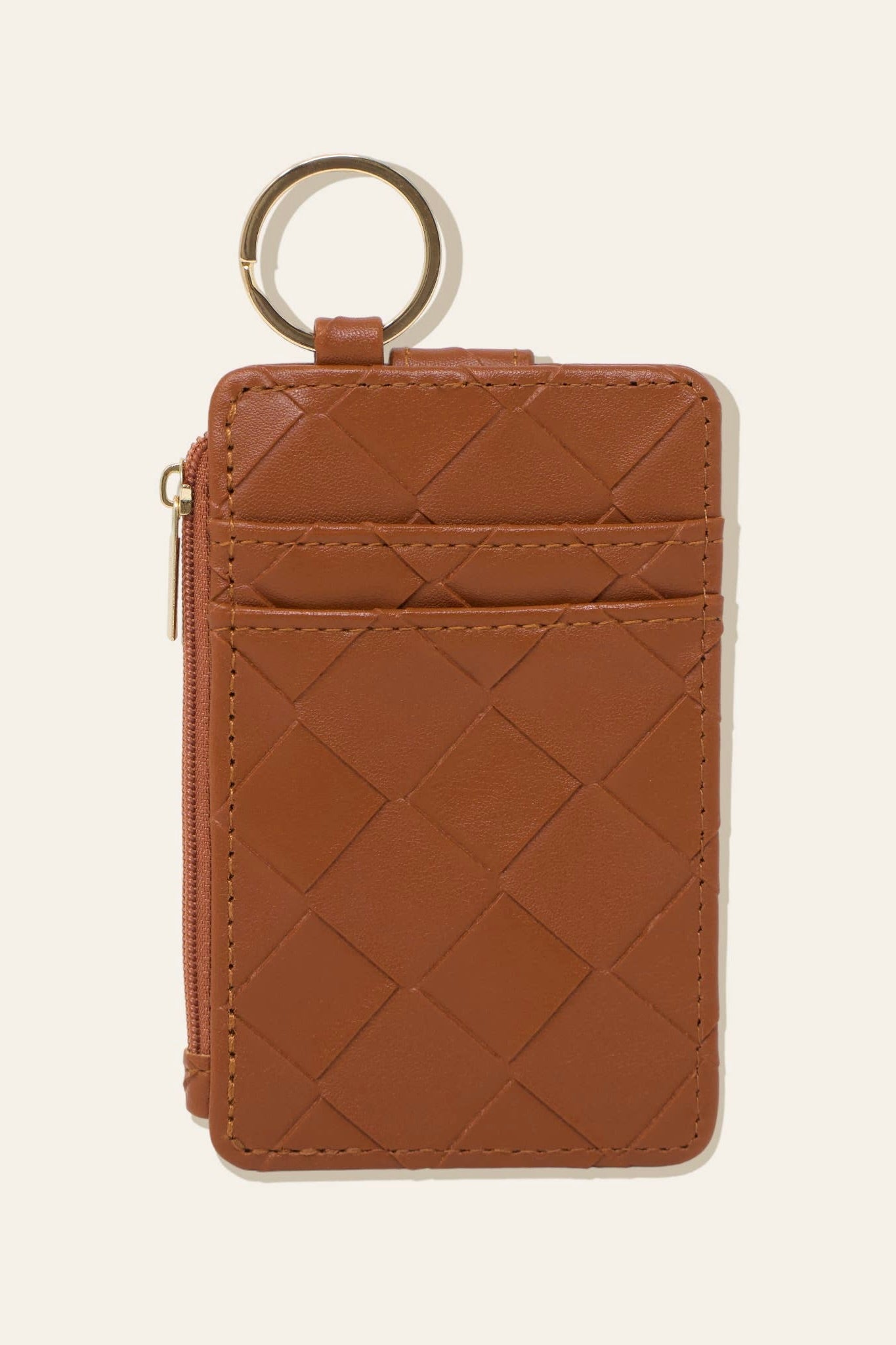 KEYCHAIN WALLET - WOVEN COGNAC