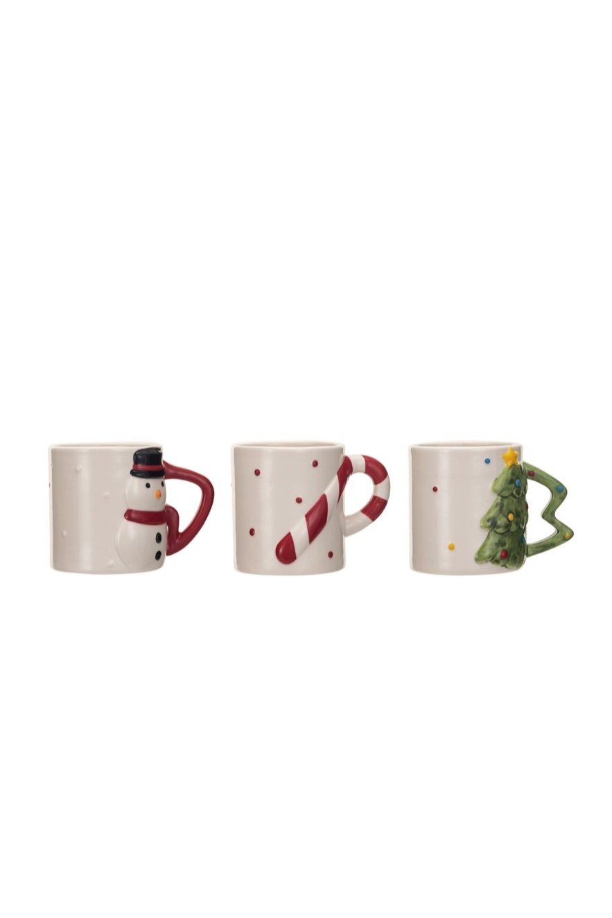 FESTIVE HOLIDAY MUG W/ SHAPED HANDLE