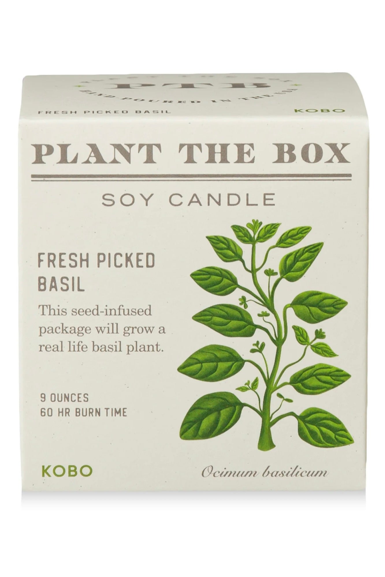 KOBO - PLANT THE BOX CANDLE - BASIL 9 OZ.