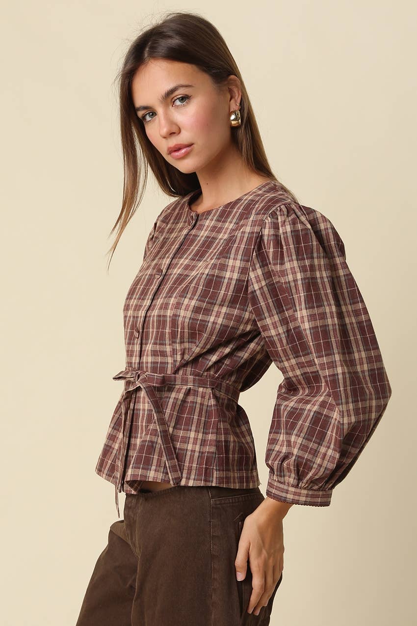 MARLOWE PLAID BLOUSE