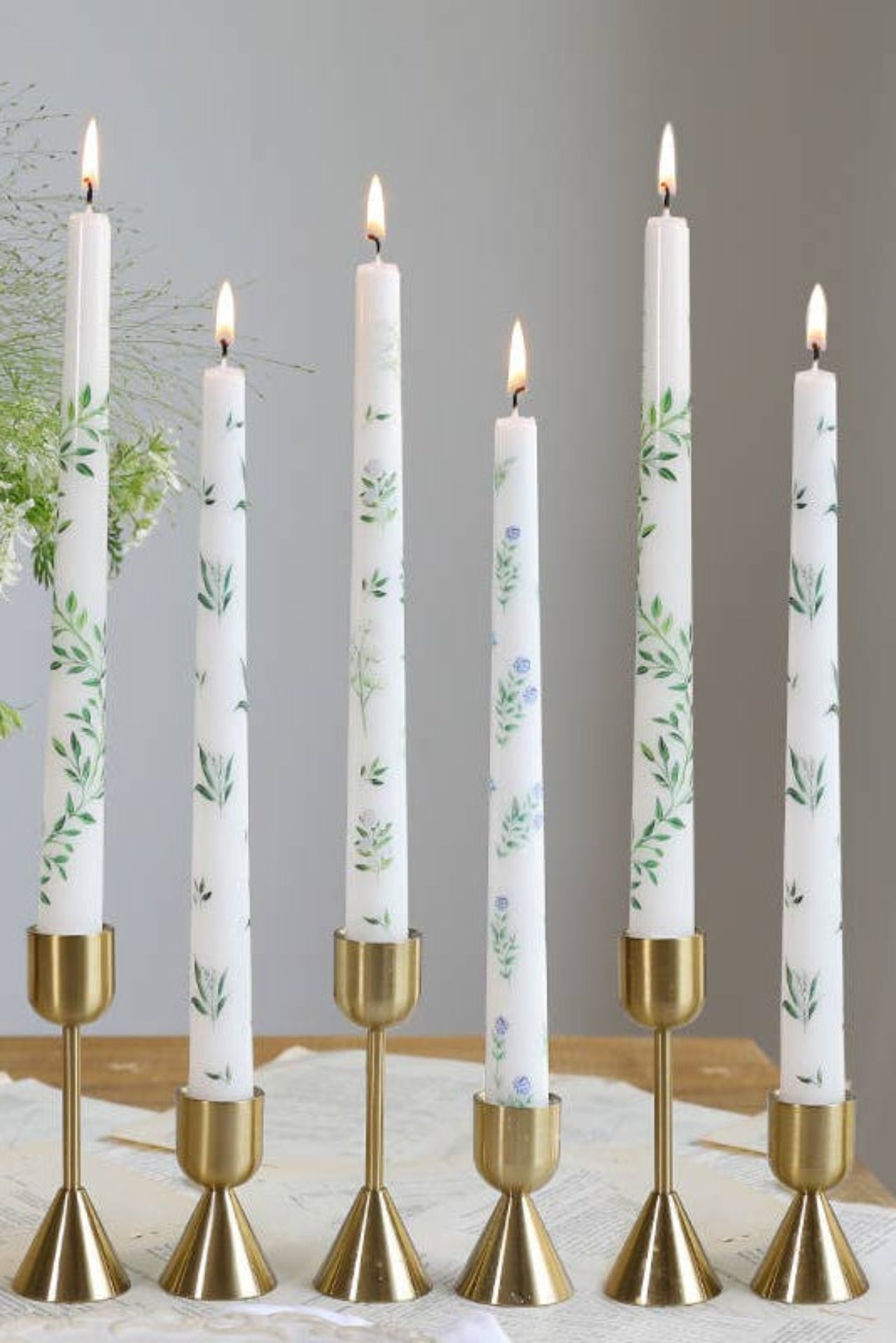 VINE PRINT TAPER CANDLE SET