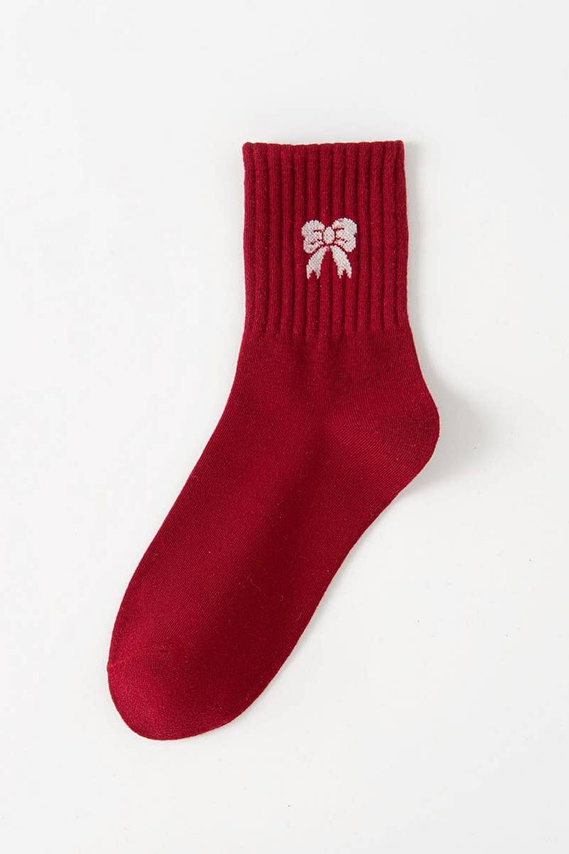 HOLIDAY BOW SOCKS - RED
