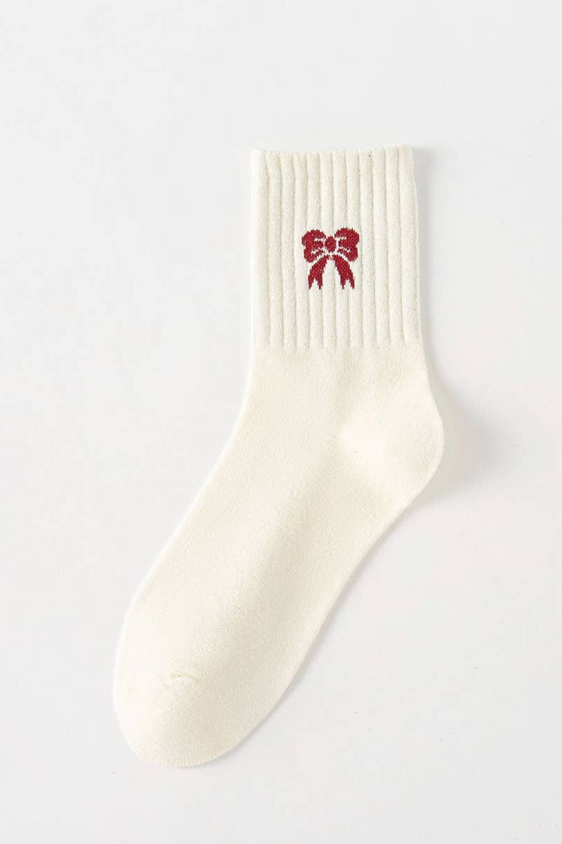 HOLIDAY BOW SOCKS - WHITE