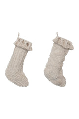 COTTON SLUB STOCKING W/ TUFTING & TASSELS