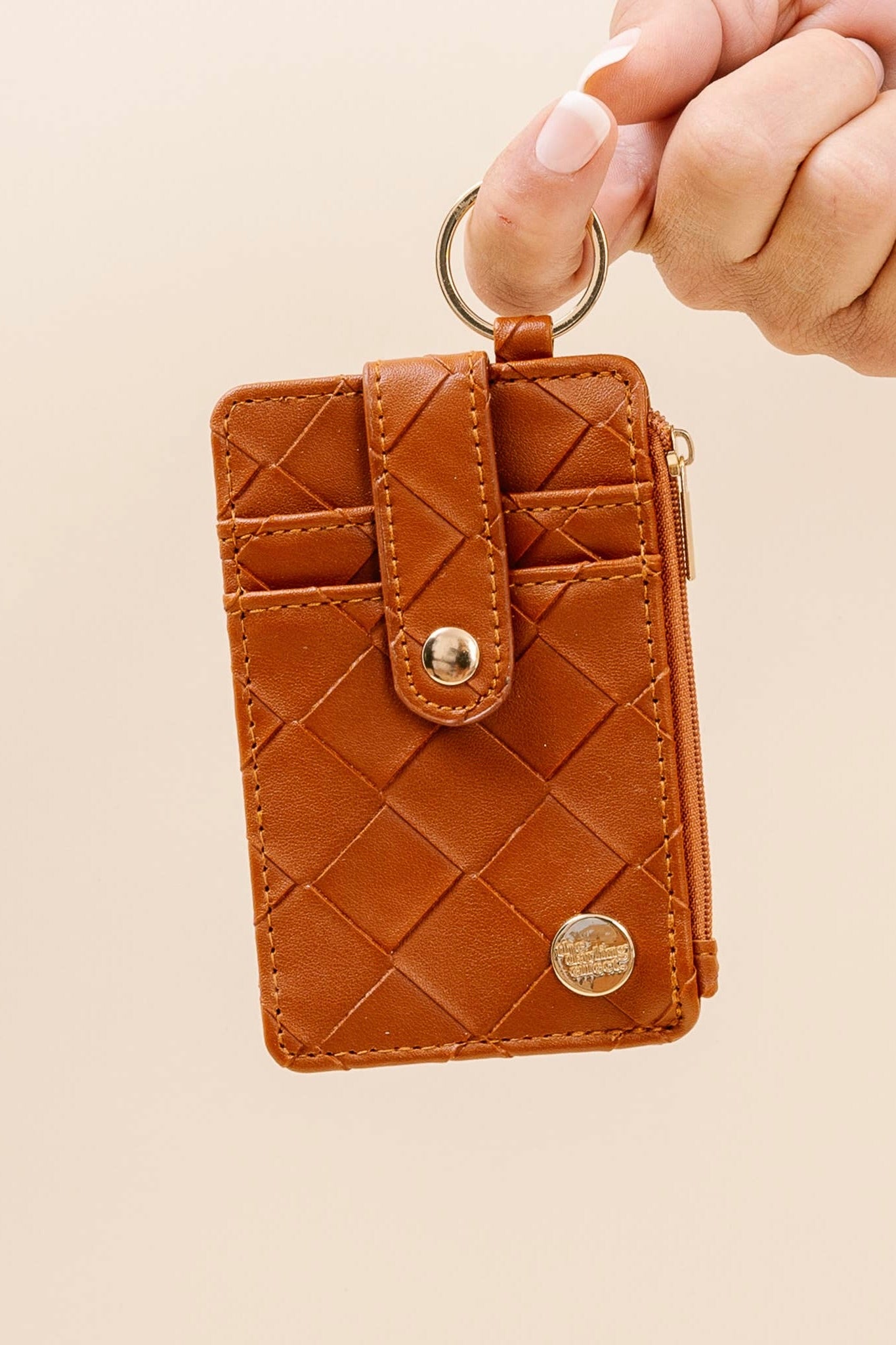 KEYCHAIN WALLET - WOVEN COGNAC