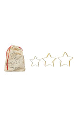 STAINLESS STEEL COOKIE CUTTERS IN PRINTED DRAWSTRING BAG