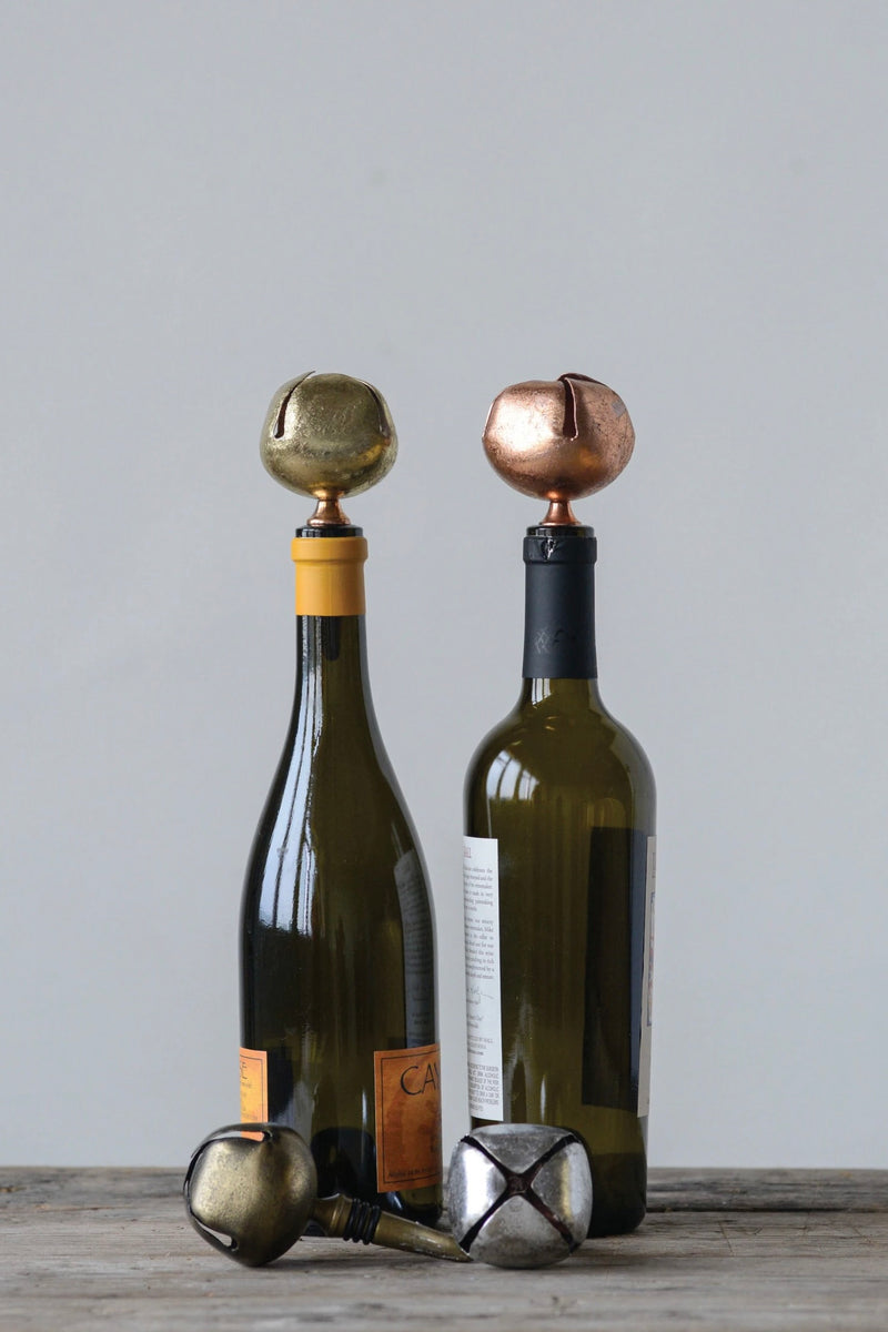 METAL BOTTLE STOPPER W/ JINGLE BELL