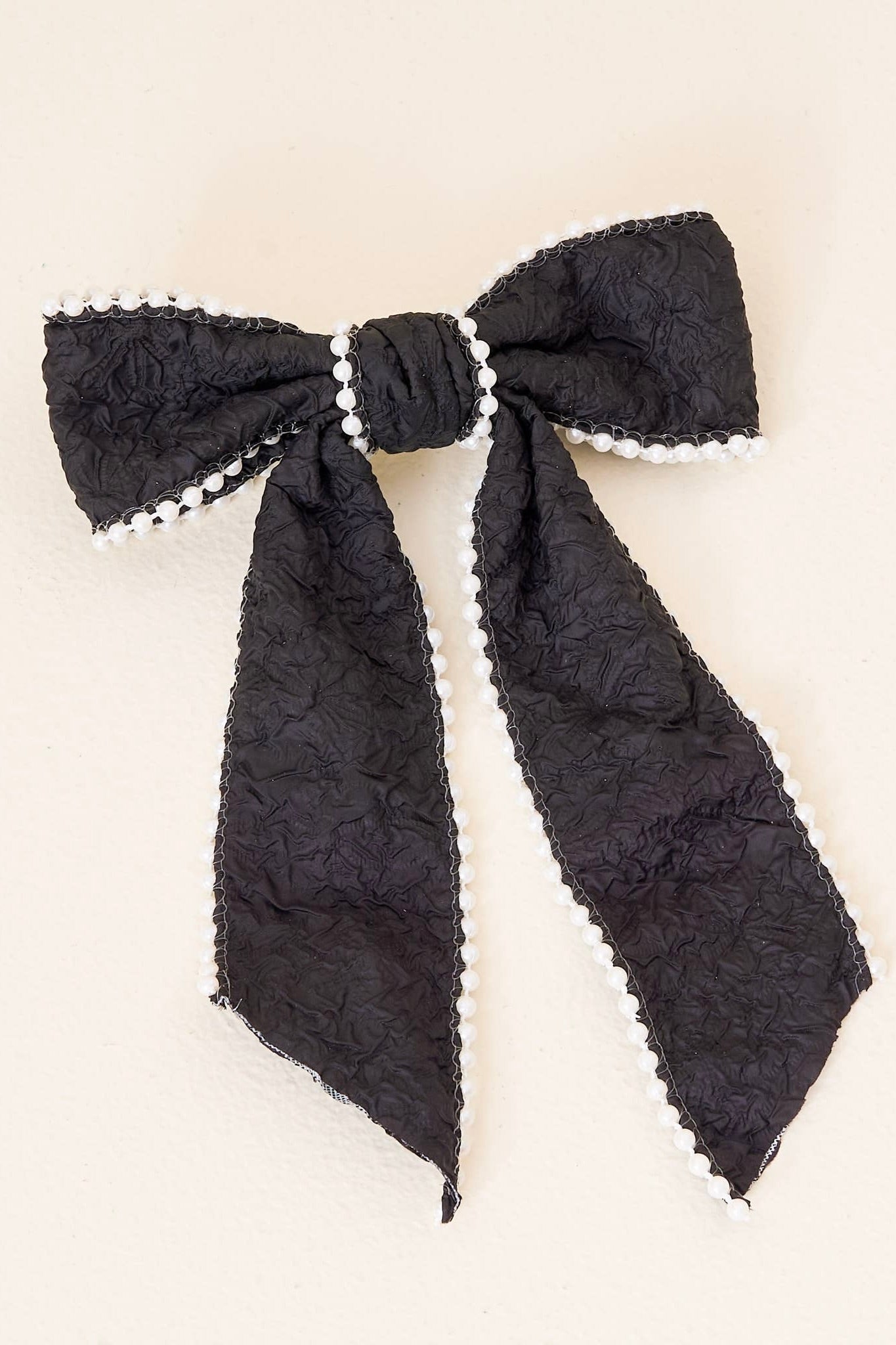 PEARL HAIR BOW - BLACK