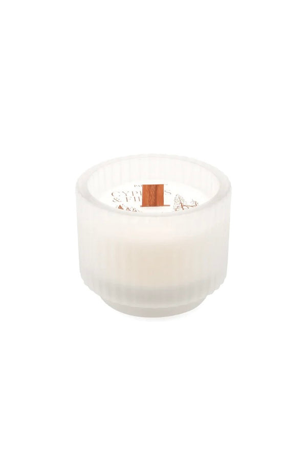 PADDYWAX - CYPRESS & FIR - FROSTED WHITE RIBBED GLASS 5OZ (STORE PICK-UP ONLY)
