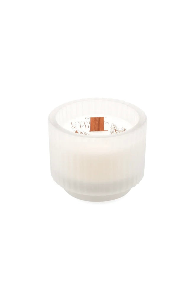 PADDYWAX - CYPRESS & FIR - FROSTED WHITE RIBBED GLASS 5OZ (STORE PICK-UP ONLY)