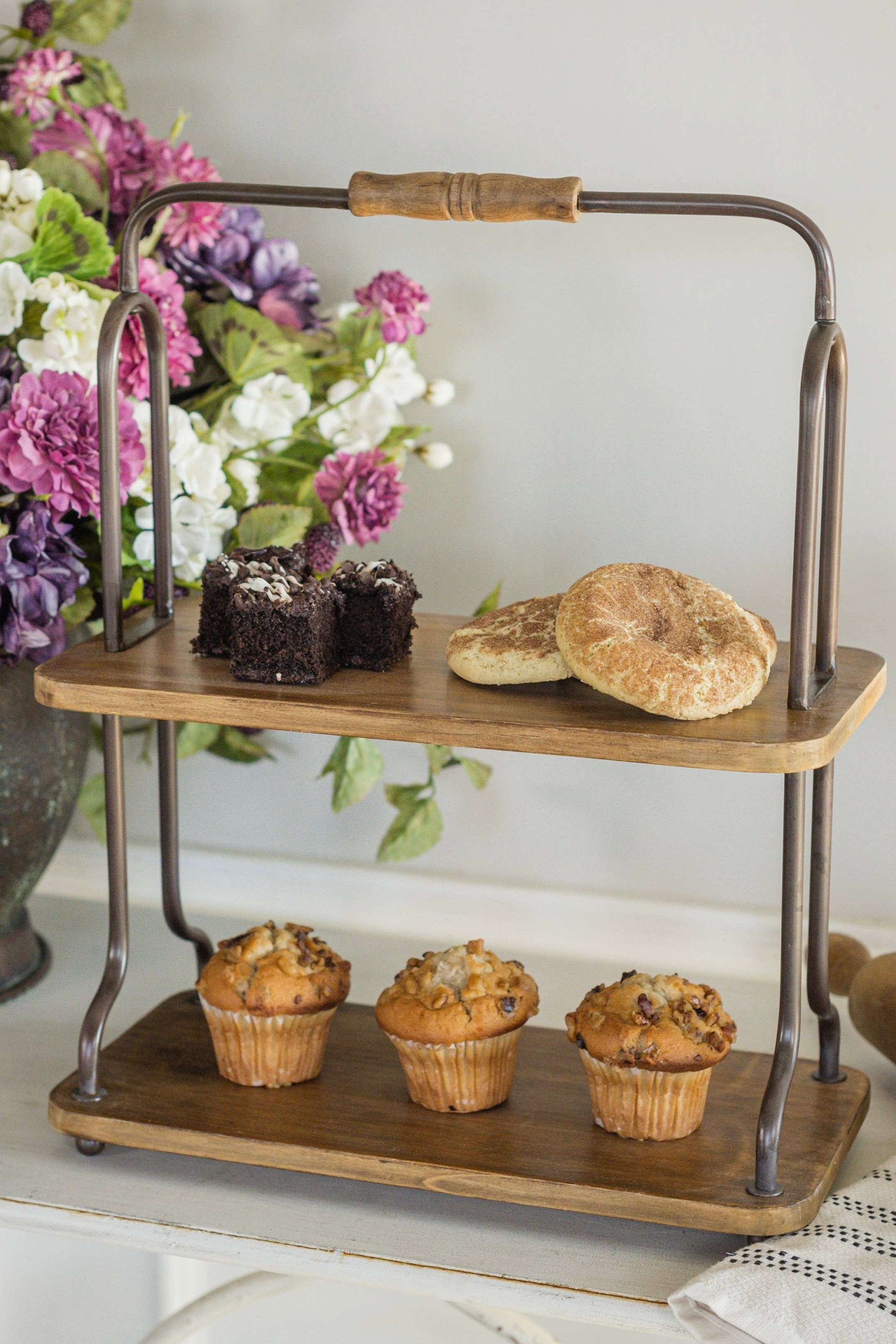 TWO TIER TABLETOP SHELF