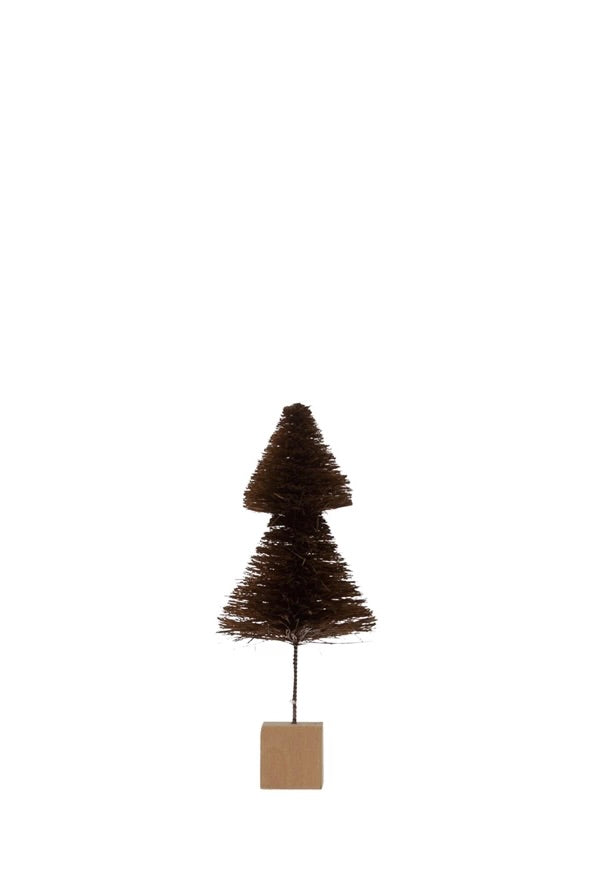 MINI SISAL BOTTLE BRUSH TREE W/ WOOD BASE
