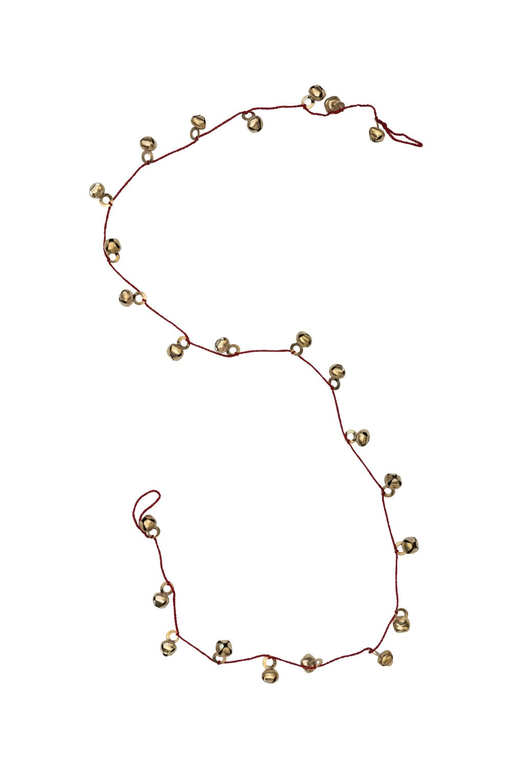 METAL BELL GARLAND ON RED CORD