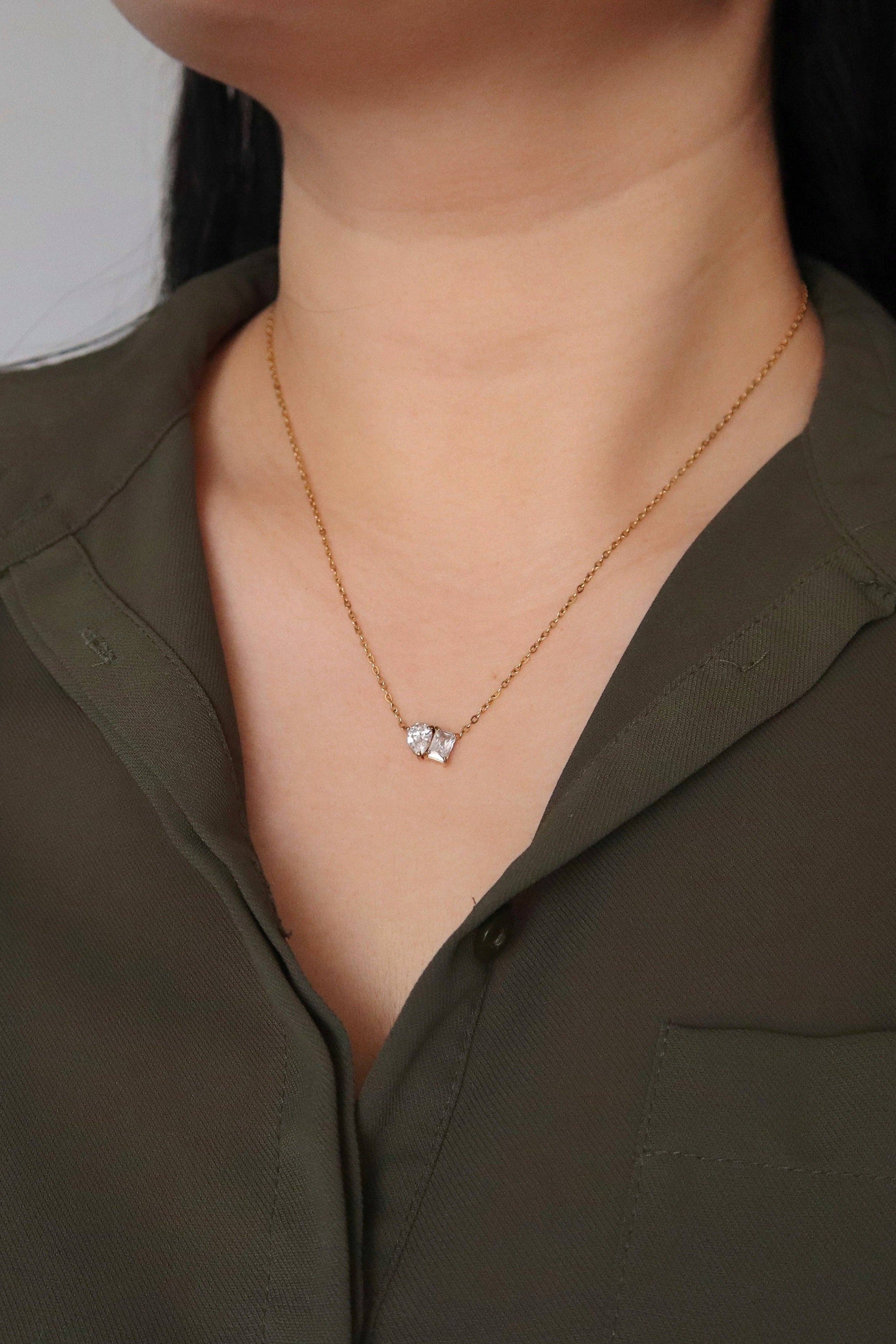 JESSA JEWELRY - DAINTY TOI ET MOI NECKLACE