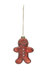 GLASS GINGERBREAD MAN ORNAMENT W/ GLITTER