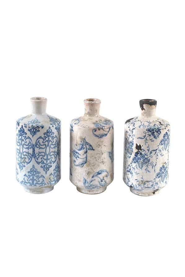 TALL TERRACOTTA VASE W/PATTERN  - 3 STYLES