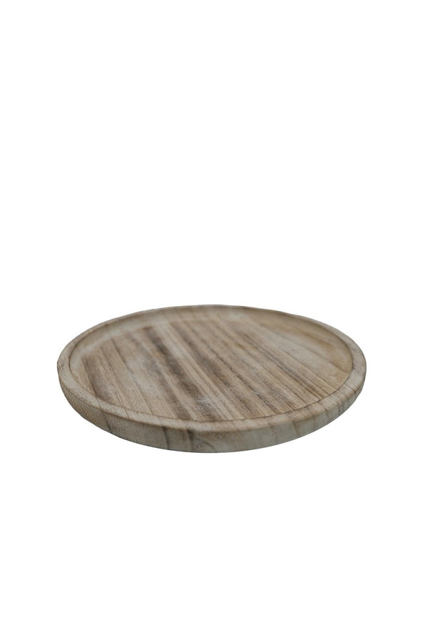 SMALL RUSTIC ROUND WOOD TRAY