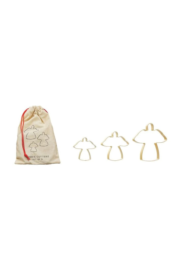 STAINLESS STEEL COOKIE CUTTERS IN PRINTED DRAWSTRING BAG