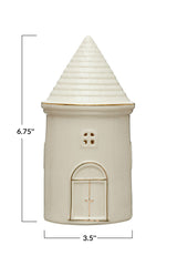 ALBEROBELLO STONEWARE HOUSE W/ LED LIGHTS & GOLD ELECTROPLATING