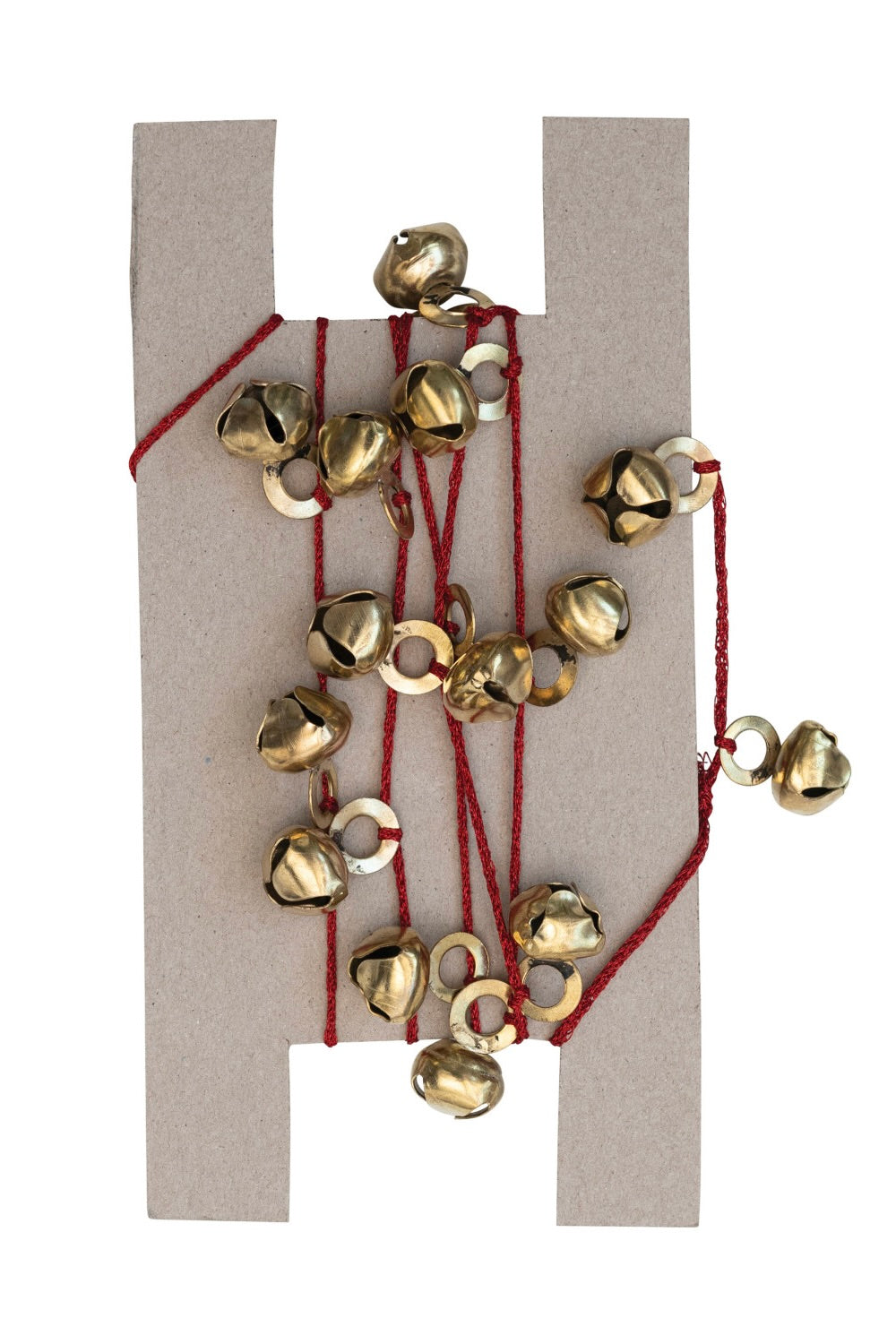 METAL BELL GARLAND ON RED CORD