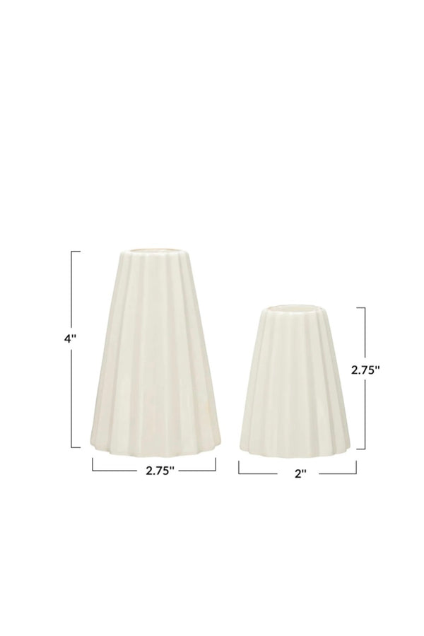 FLUTED STONEWARE TAPER HOLDERS W/ GOLD ELECTROPLATING