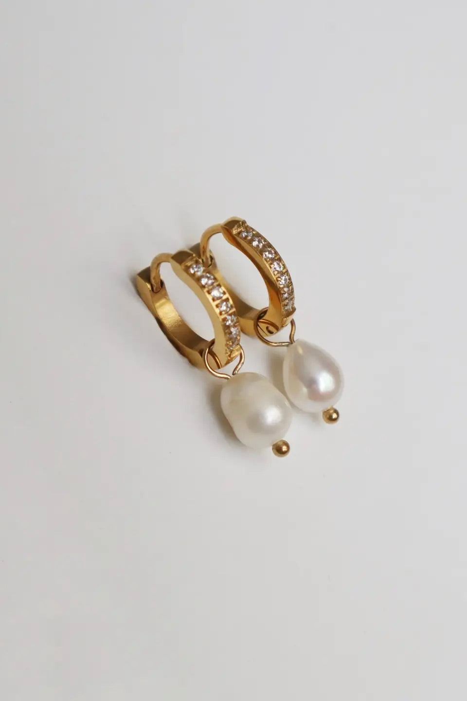 JESSA JEWELRY - CZ HUGGIES W/PEARL DROP