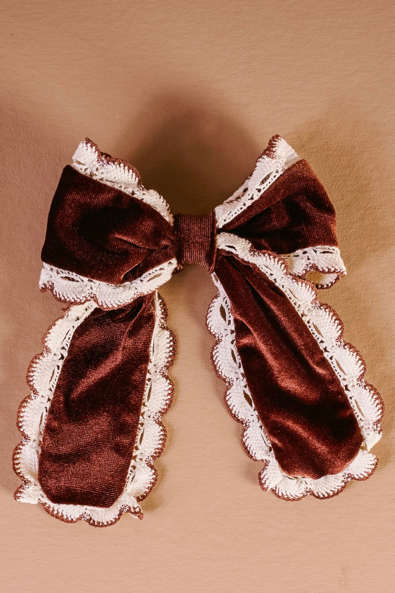 COQUETTE VELOUR HAIR BOW BROWN