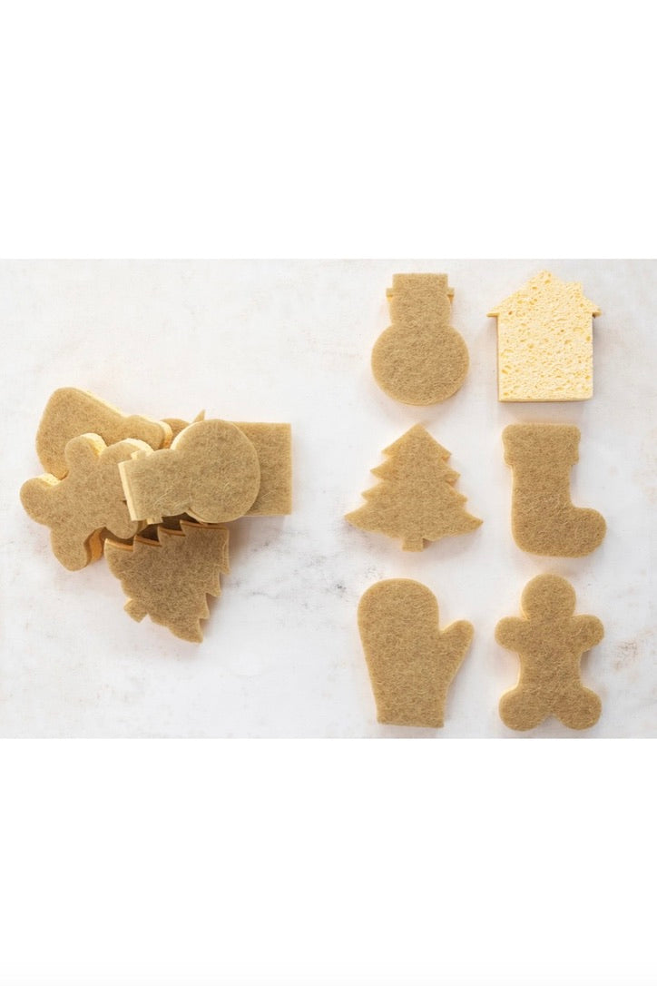 TWO-SIDED SISAL AND CELLULOSE HOLIDAY ICON SHAPED SPONGE