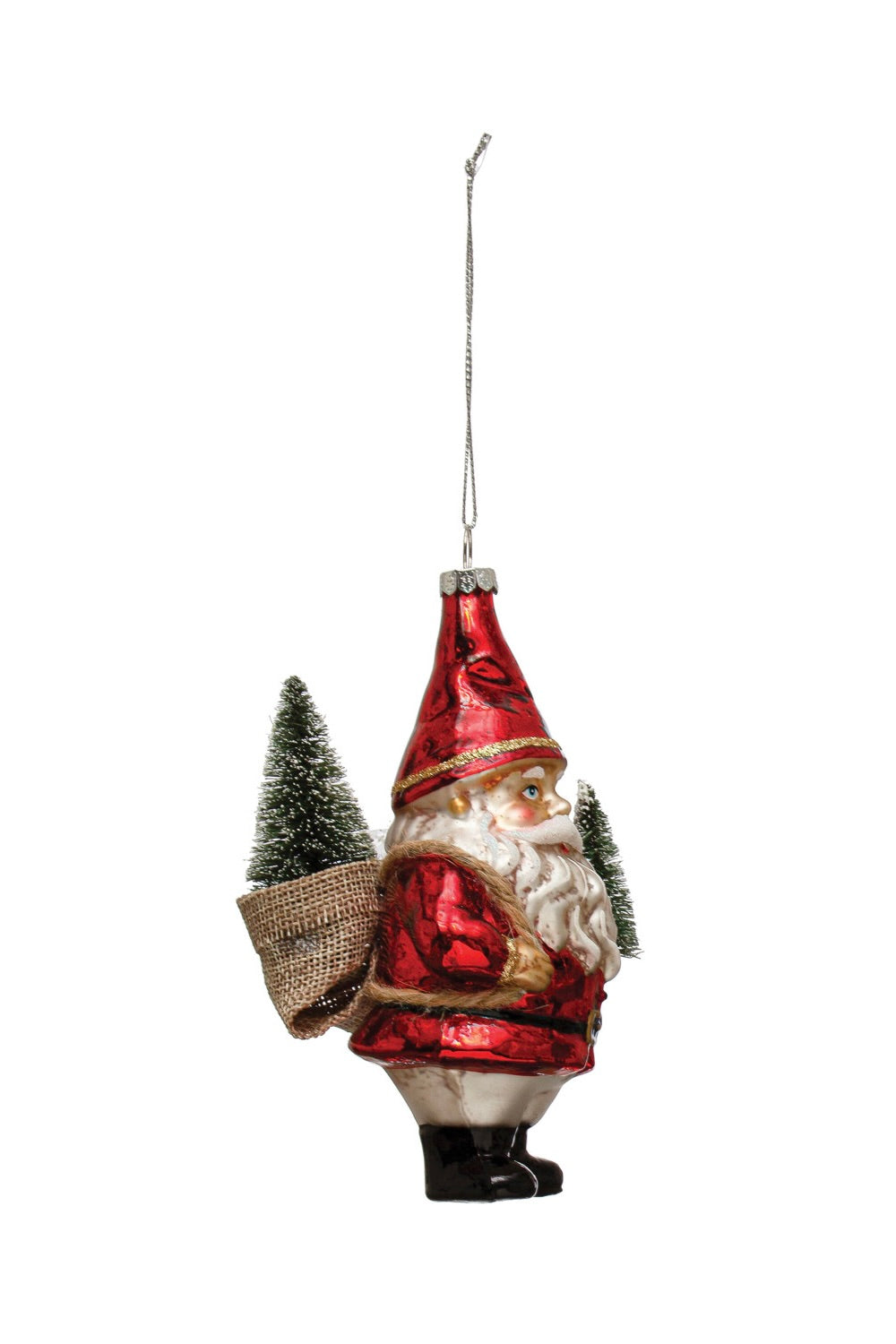 GLASS GARDEN SANTA ORNAMENT