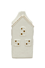 BRECKENRIDGE STONEWARE HOUSE W/ LED LIGHTS& GOLD ELECTROPLATING