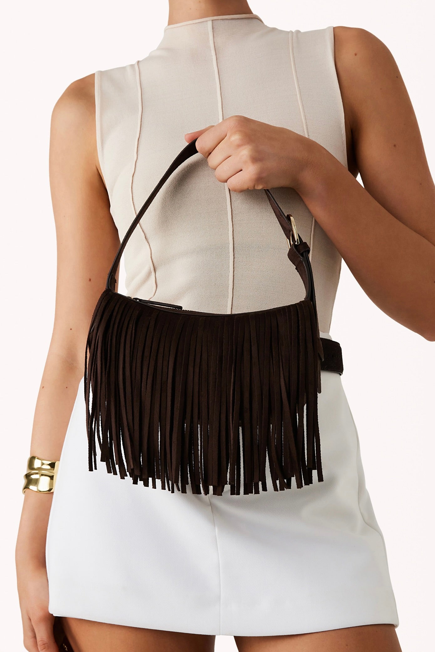 BILLINI - QUINN SHOULDER BAG - DARK CACAO SUEDE