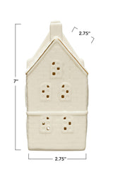 ASPEN STONEWARE HOUSE W LED LIGHTS & GOLD ELECTROPLATING
