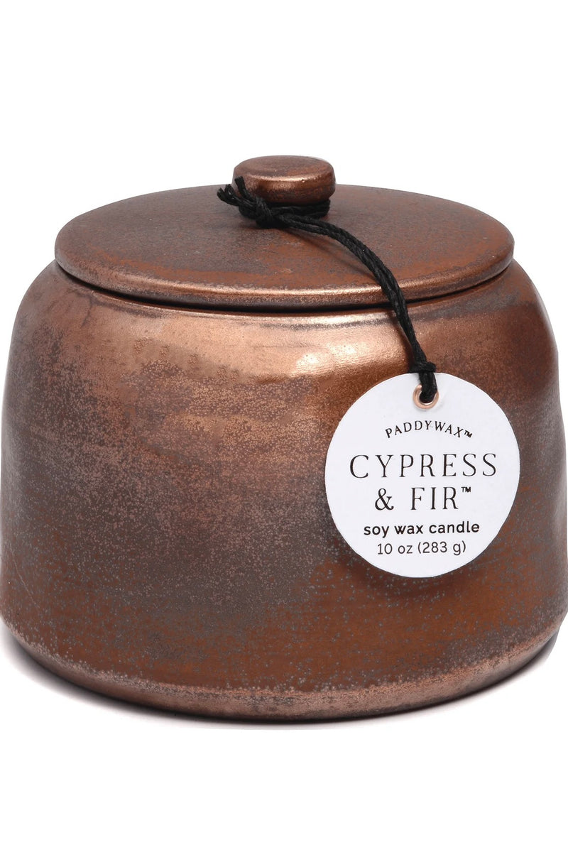 PADDYWAX - CYPRESS & FIR - 11OZ BRONZED GLAZED CERAMIC JAR (STORE PICK UP ONLY)