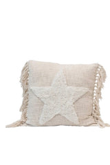 COTTON BLEND PUNCH HOOK PILLOW W/ TASSELS