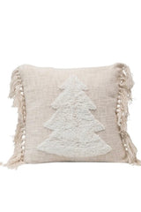 COTTON BLEND PUNCH HOOK PILLOW W/ TASSELS