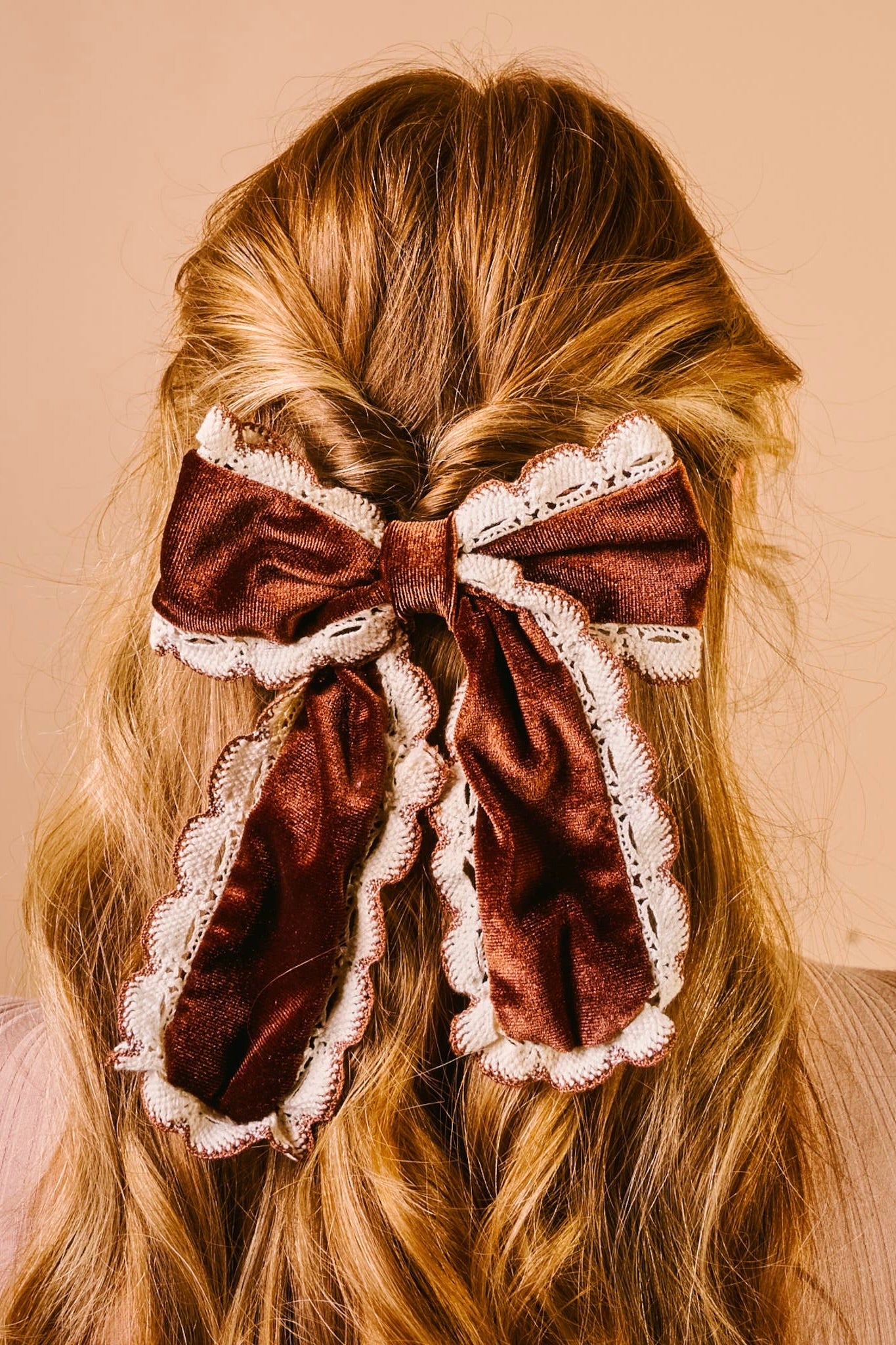COQUETTE VELOUR HAIR BOW BROWN