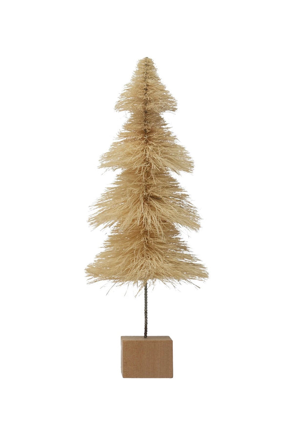 SISAL BOTTLE BRUSH TREE W/ WOOD BASE - CREAM