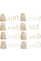 STAINLESS STEEL COOKIE CUTTERS IN PRINTED DRAWSTRING BAG