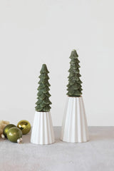 FLUTED STONEWARE TAPER HOLDERS W/ GOLD ELECTROPLATING