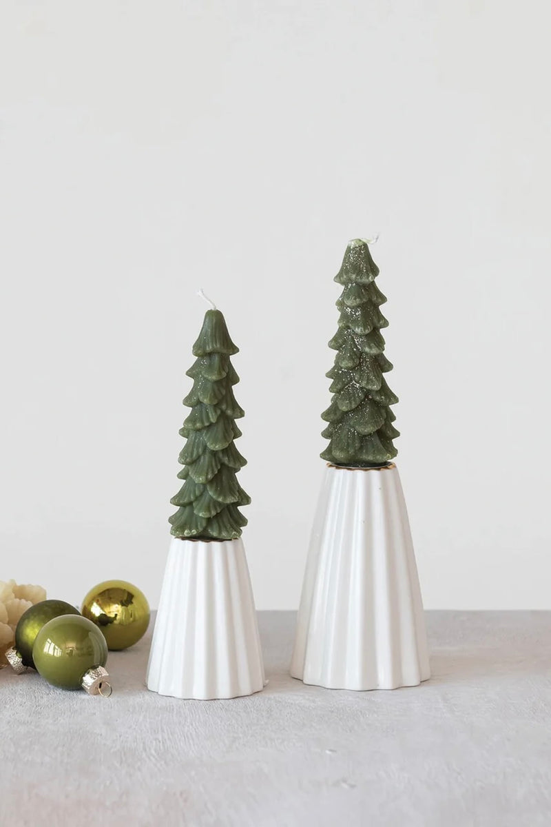 FLUTED STONEWARE TAPER HOLDERS W/ GOLD ELECTROPLATING