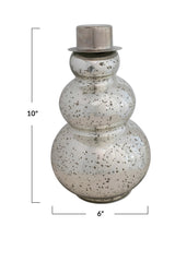 MERCURY GLASS SNOWMAN W/ LED LIGHT - SILVER FINISH *AVAILABLE IN STORE PICK UP ONLY*